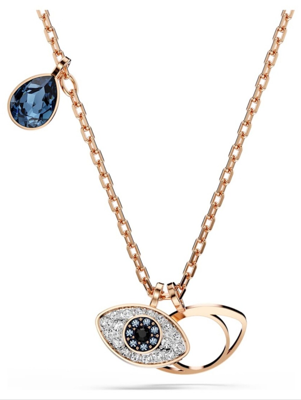 Swarovski Symbolica Evil Eye Pendant Necklace Rose Gold Tone, Blue Crystal Pavé